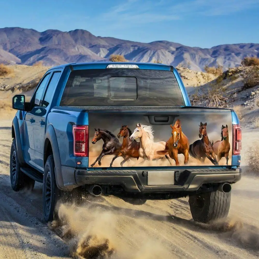 

Love Horses Truck Tailgate Wrap Wild Horse Racing Sports Car Decal Accessories