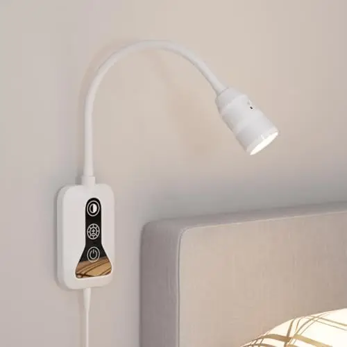 

Wall Mounted Reading Light with Motion Sensor, 5-Level Dimmable, Color Adjustable, USB-C, Flexible Neck for Bed, Sofa
