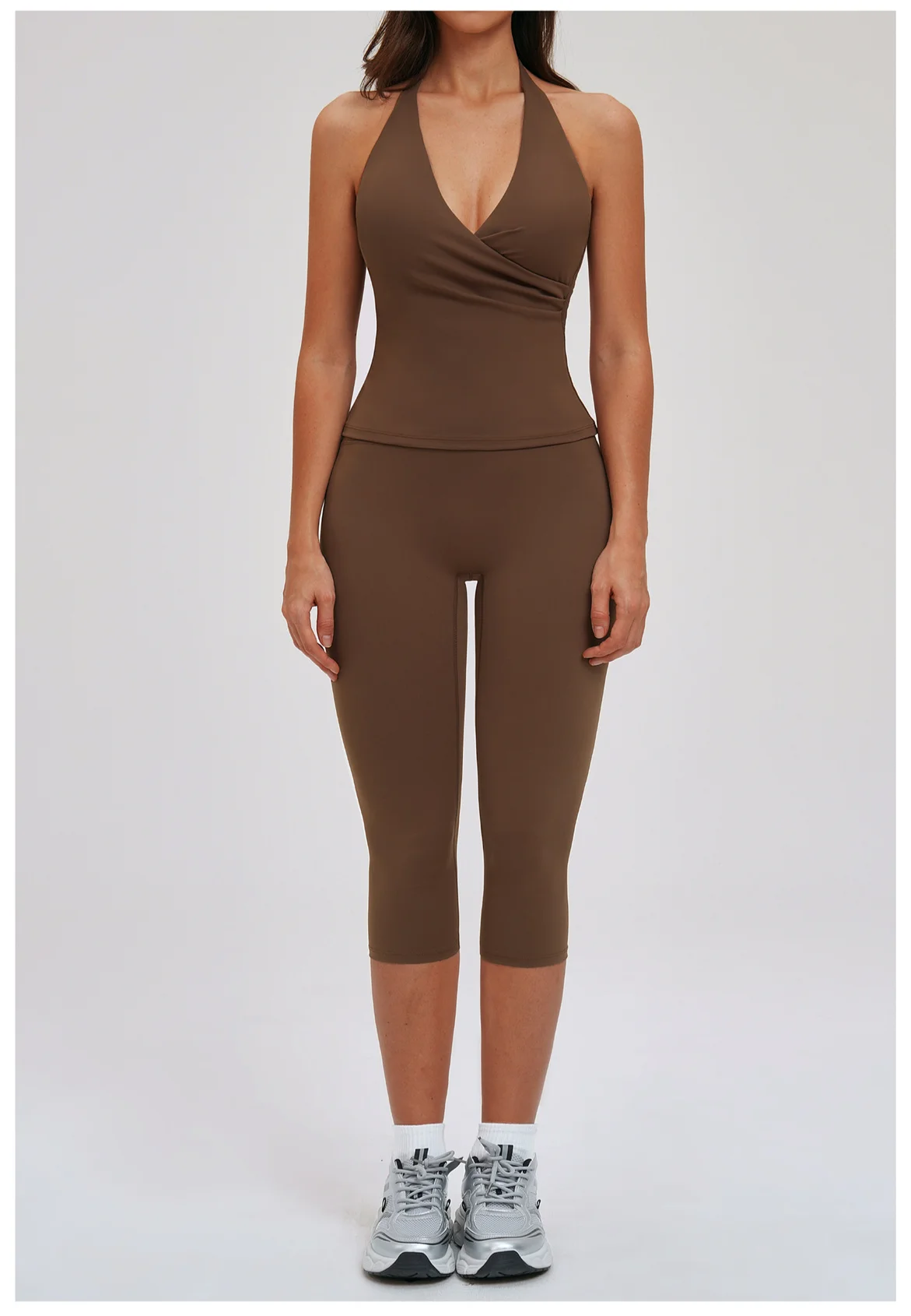 Yoga Capri Pants Suit 2 Pieces Gym Set Women Backless Tops Capri Pants Set Gym Suit Fitness Athletic Wear Sportswear Workout Set