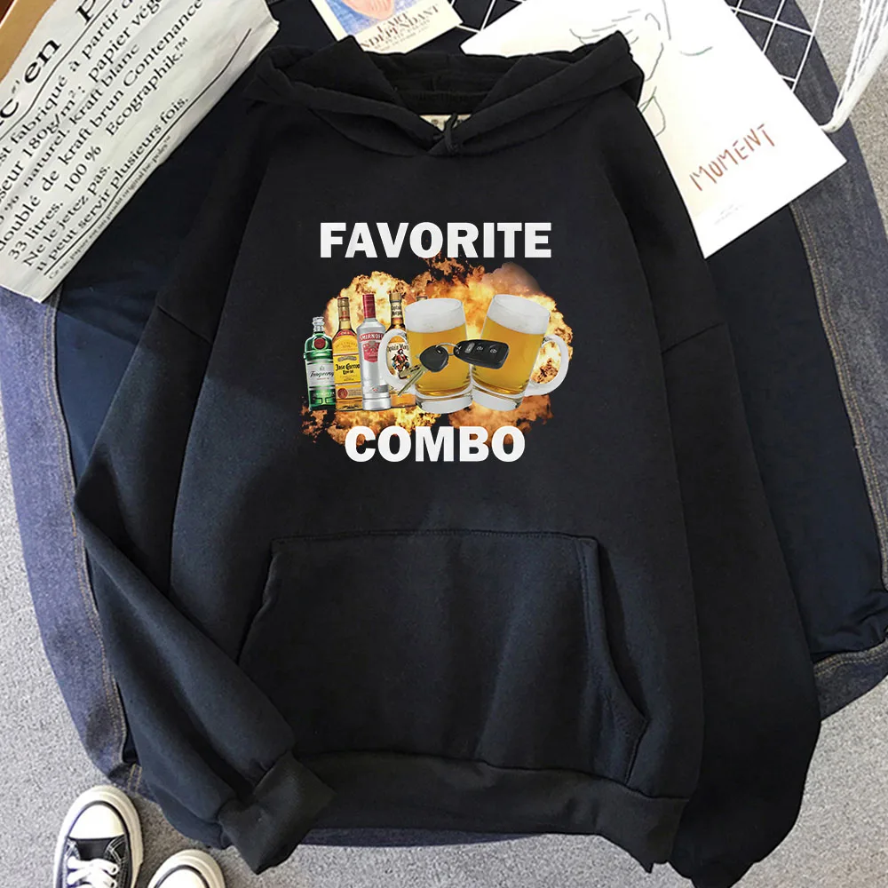 Beer and Car Keys Favorite Combo Hoodies Funny Graphic Printing Sweatshirts for Men/Women Streetwear Casual Long Sleeve Clothing