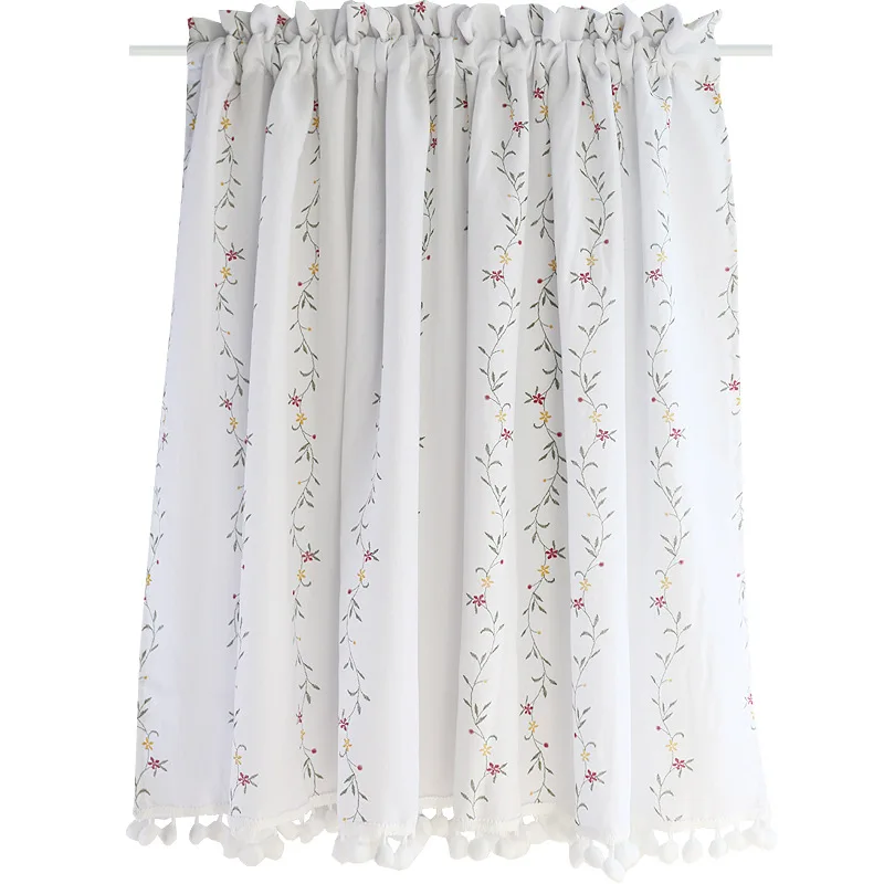 

Semi-blackout French rattan floret half curtain American country curtain short curtain half curtain coffee curtain half curtains