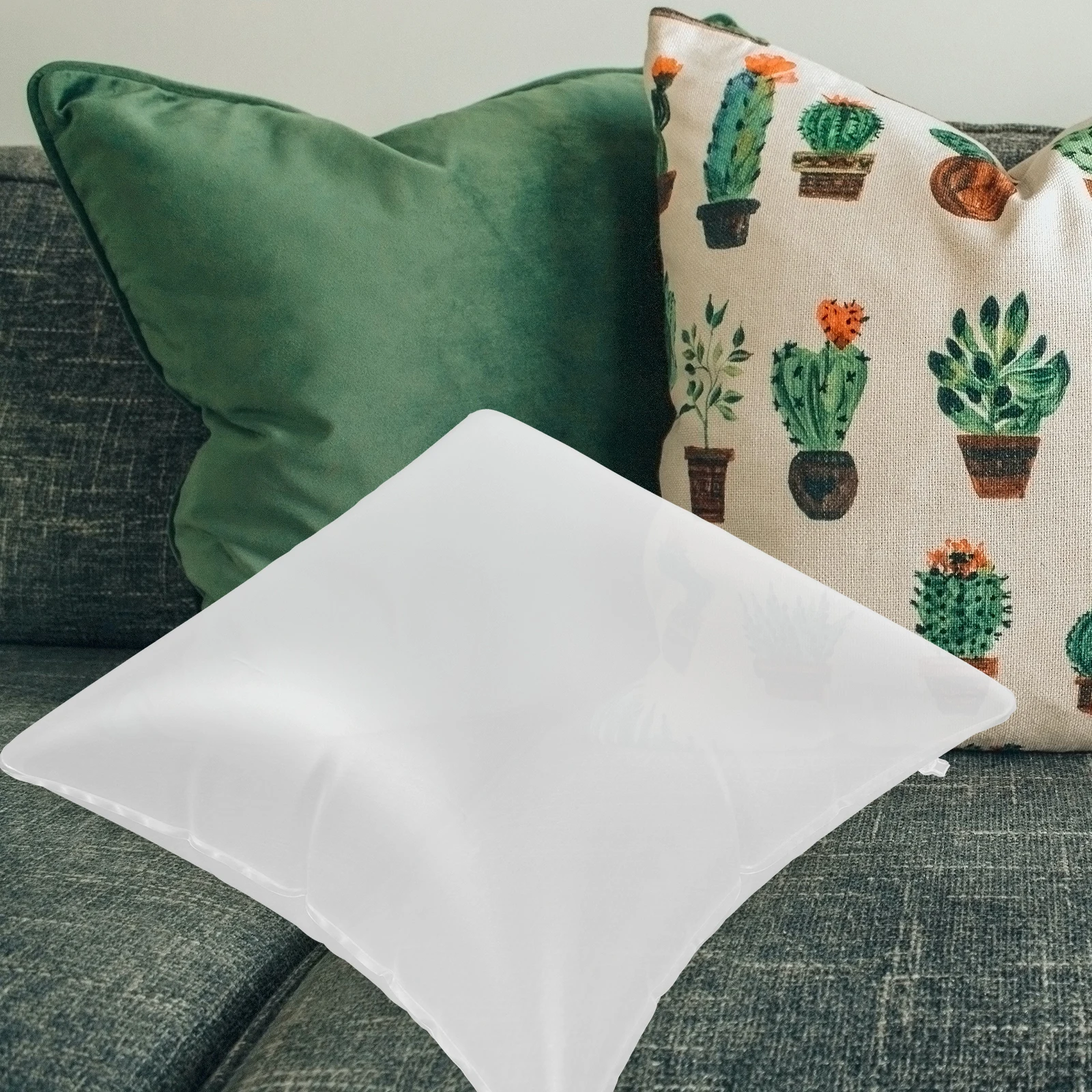 

Inflatable Pillow 40x70cm Frosted Transparent Camping Travel Sofa Cushion Water Resistant Portable Foldable Back Support