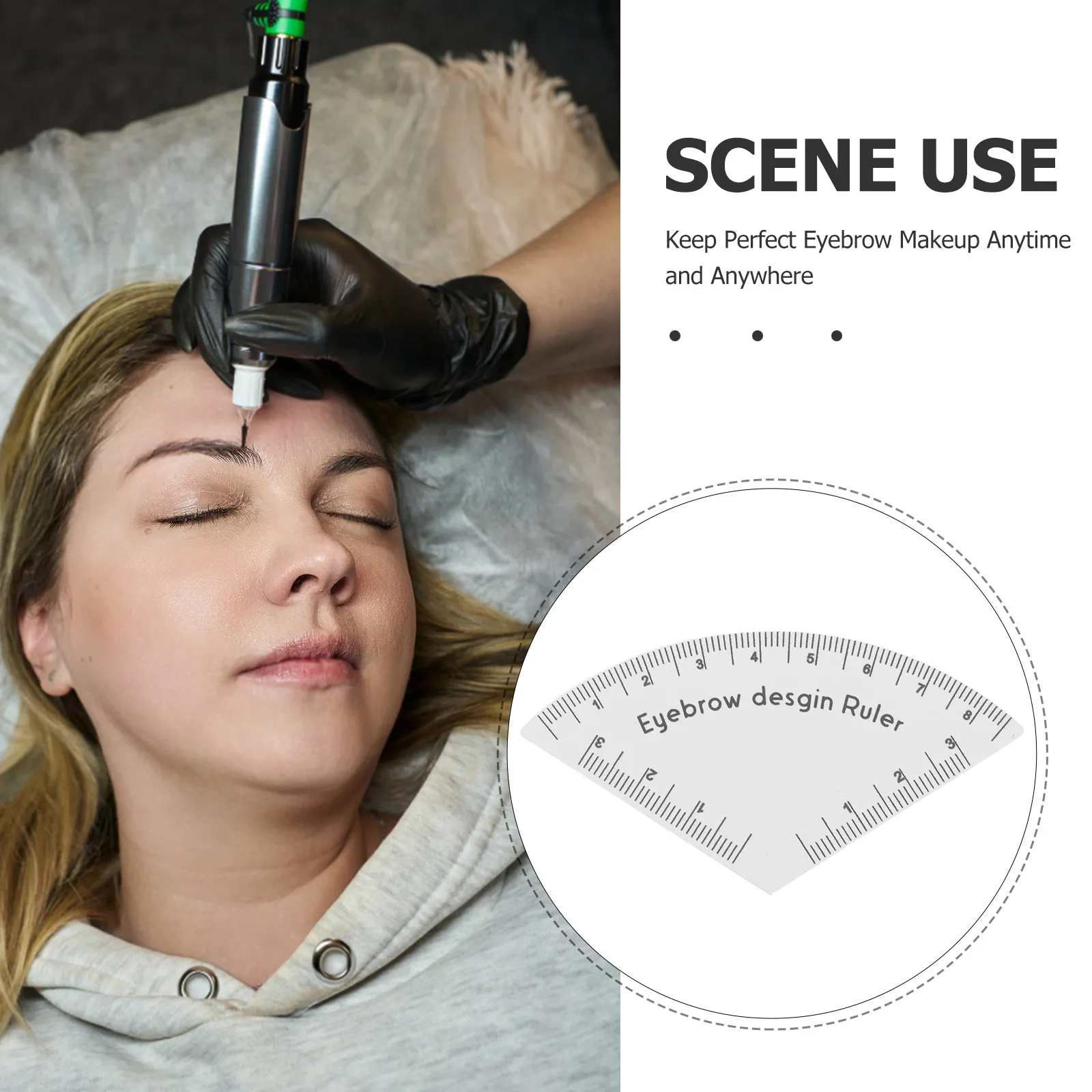 Eyebrow Ruler Adhesive Stencil Reusable Brow Mapping Guide Tool for Precise Makeup Shaping Eyebrow Drawing Symmetry Measurement