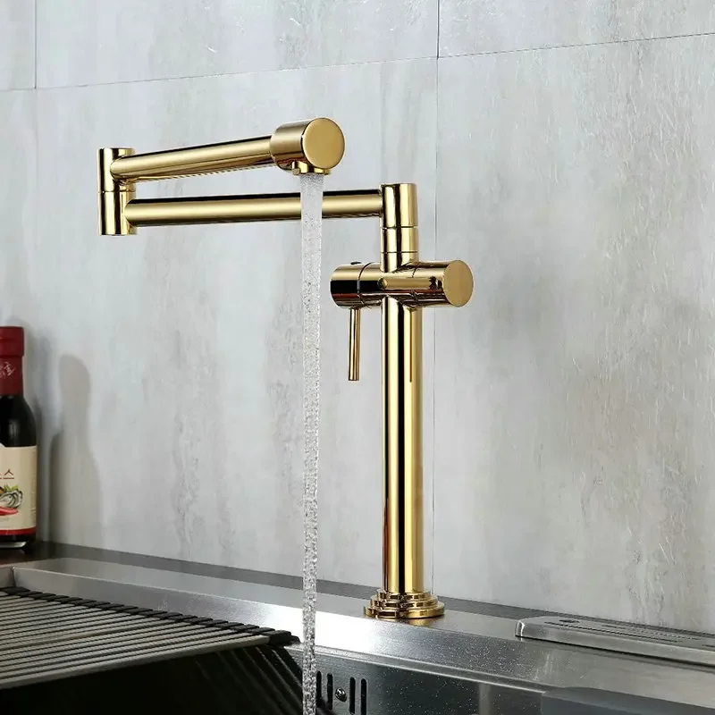 

Kitchen Faucet Solid Brass Crane For Kitchen Deck Mounted Sink Mixer Foldable Nickel Brushed/Gold/Chrome/ORB/Black