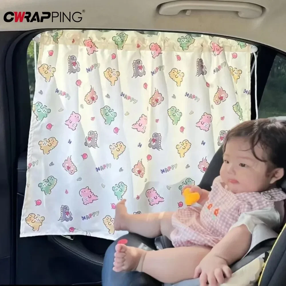 Suction Cup Curtain in The Car Window Sunshade Cover Cartoon Universal Side Window Sunshade UV Protection for Kid Baby Children