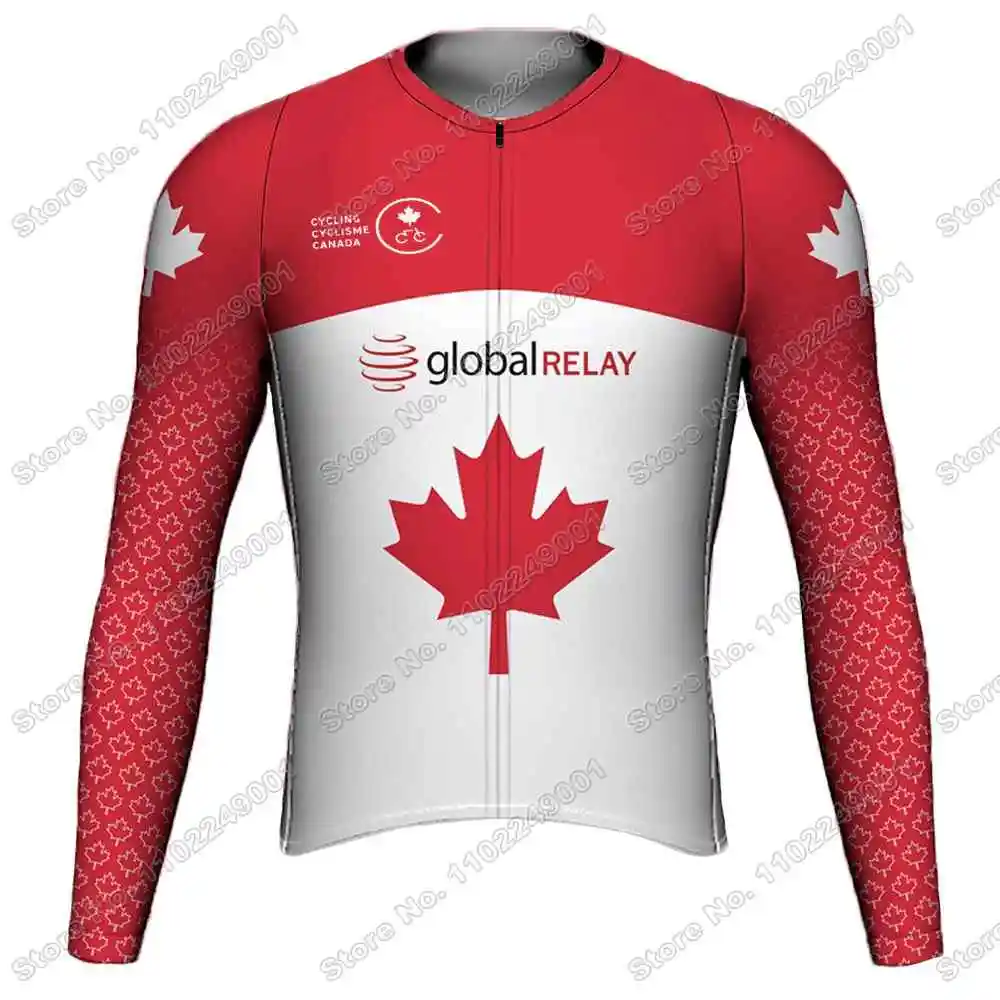 2023 Canada Team Cycling Jersey Long Sleeve World Champion Cycling Clothing Men Road Bike Shirts Red Bicycle Jacket MTB Tops