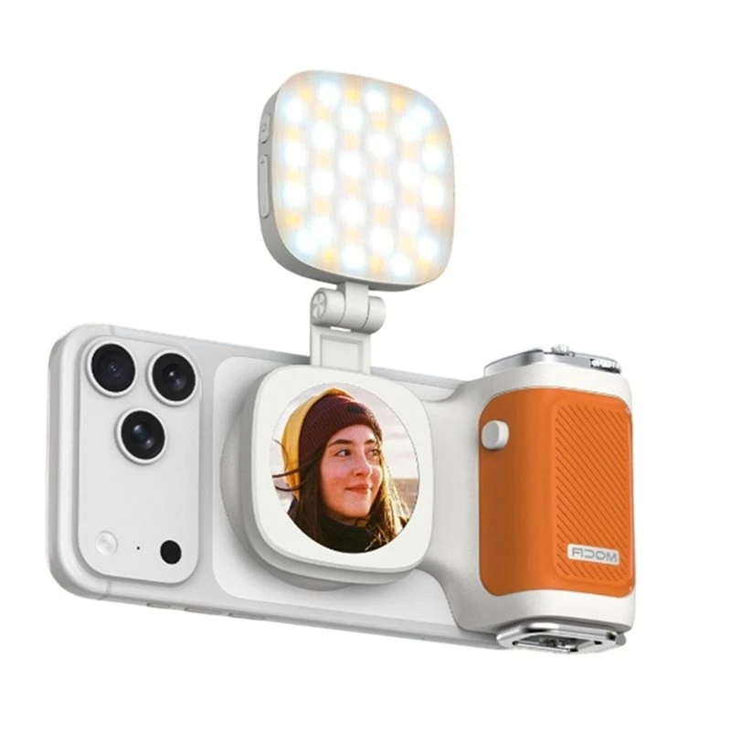 T24C Phone Camera Shutter Assistant Remote Control Handle Aid With Magnetic Smart Phone Holder Hand Grip Fill Light