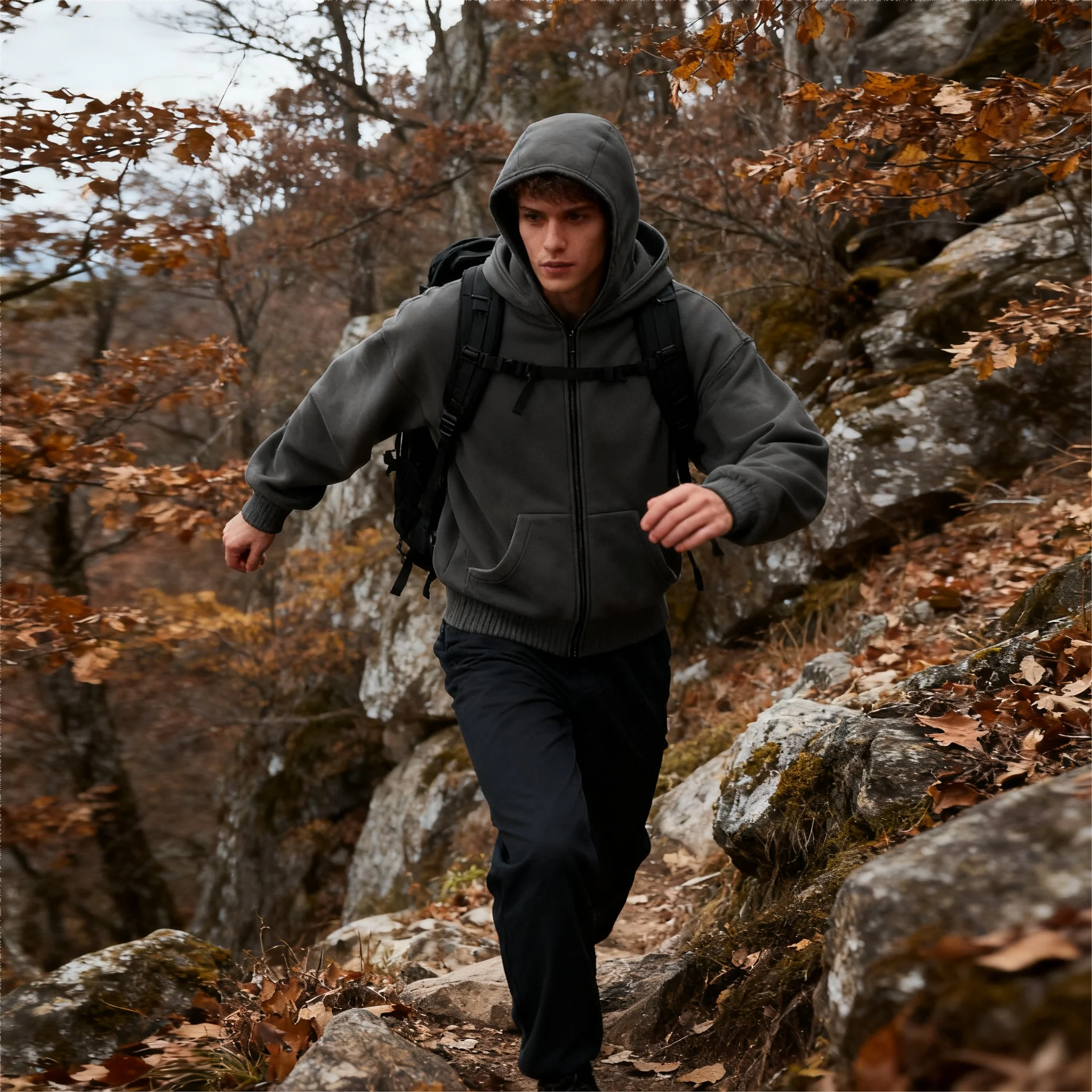 Unisex Double Hooded Fleece Sweatshirt Woman Balaclava Hoodie Half Zip Warm Outfit for Fall Winter Men Clothing Masked Outfit