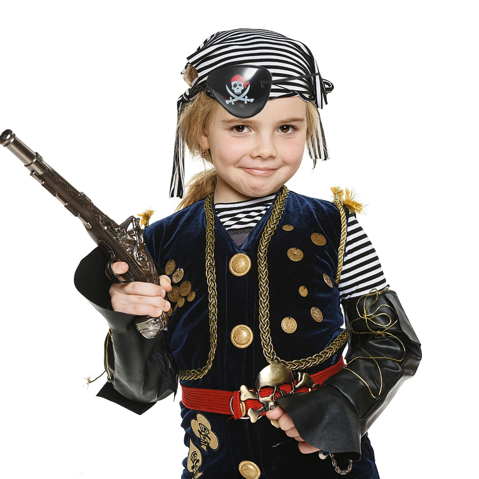 

1 set Pirate Headb Eyepatch Set Red 6x100cm Halloween Cosplay Accessory Kit Stage Photo Prop Fancy Dress Supplies Hair Tools