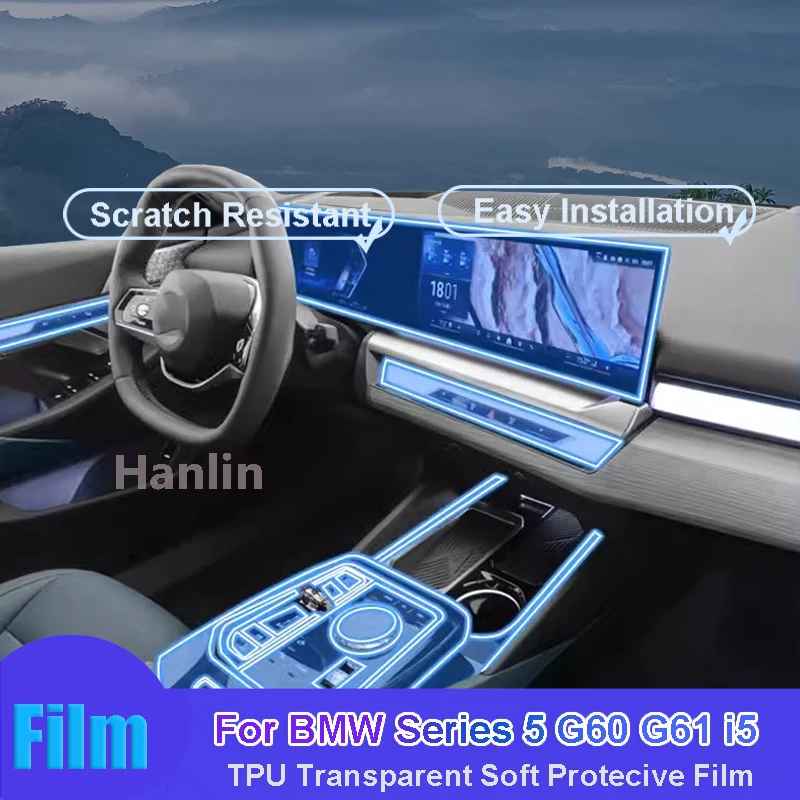 

For BMW Series 5 G60 G6l i5 (2024) Car Interior Center Console Transparent TPU Protective Anti-scratch Repair Film Car Sticker