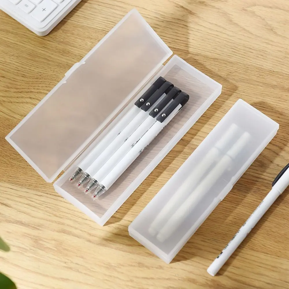 High Quality Plastic Pencil Case S/M/L Translucent Stationery Storage Box Frosted Multifunctional Stationery Organizer Gift