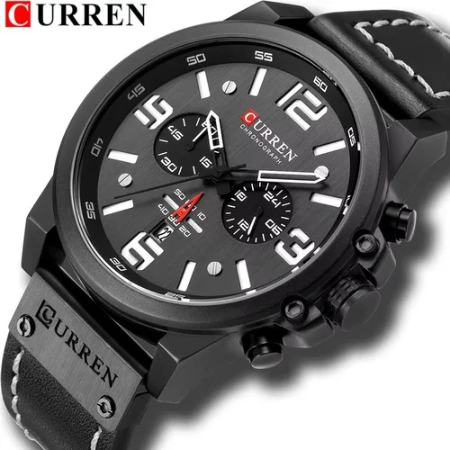 Imagen 2 del producto Reloj deportivo CURREN 8314 de la mejor marca para hombre, reloj de lujo resistente al agua con calendario para hombre, reloj militar de cuero para hombre, reloj Masculino