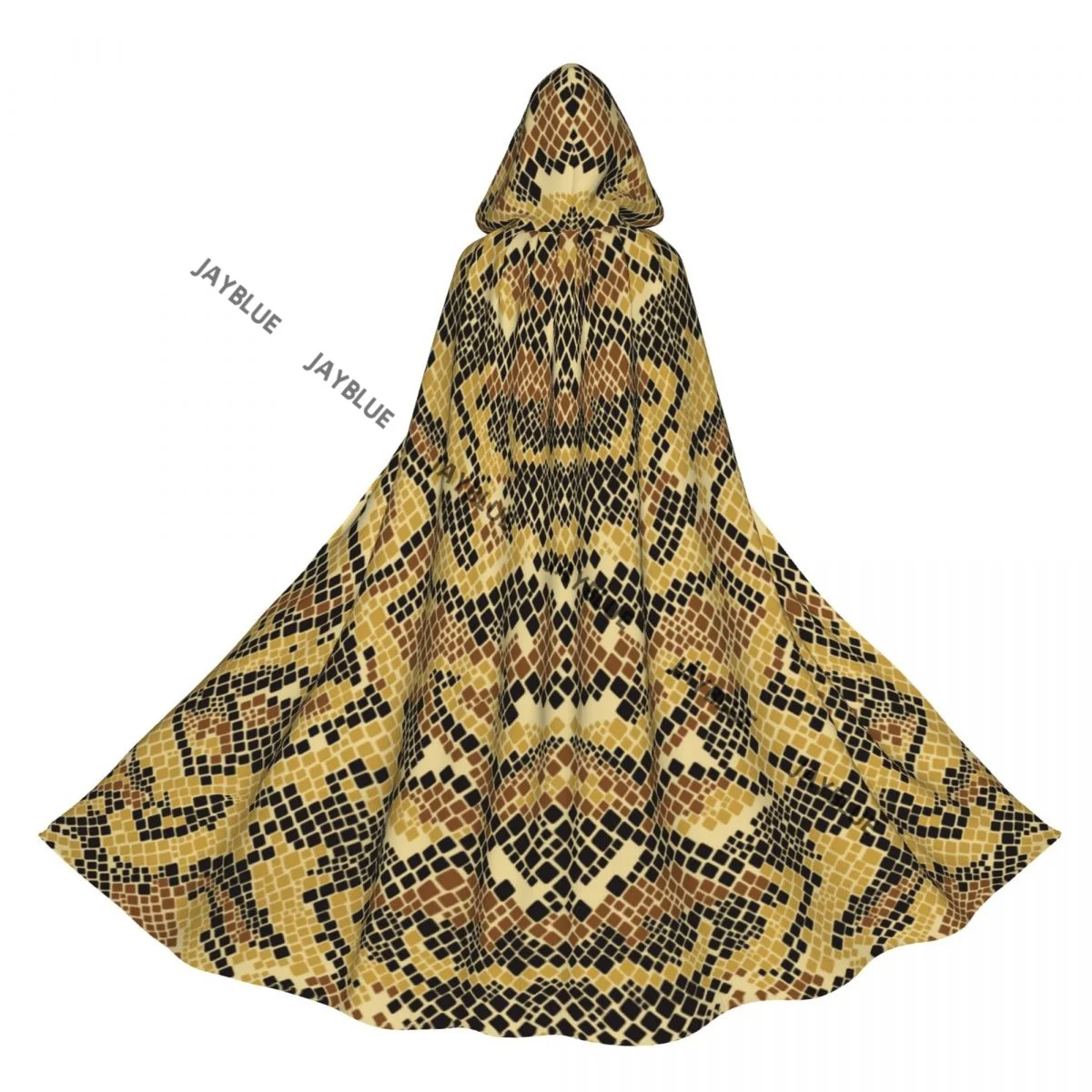 Unisex Witch Party Reversible Hooded Adult Vampires Cape Cloak Abstract Python Snake Skin