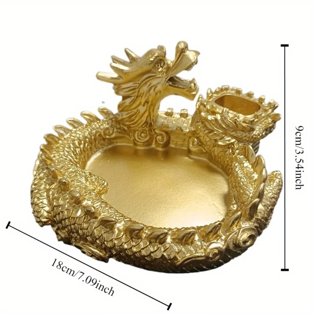 Resin Dragon Ashtray Portable Cigar Ashtray Indoor Outdoor Stand Animal Ornaments Household Living Room Bedside Office Ashtray