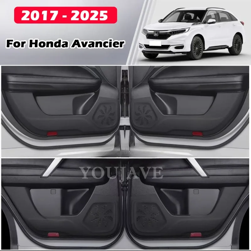 For Honda Avancier 2017-2025 Lychee Grain Leather Car Door Anti-Kick Pad Door Protector Mat Anti-Dirty Anti-Collision Stickers