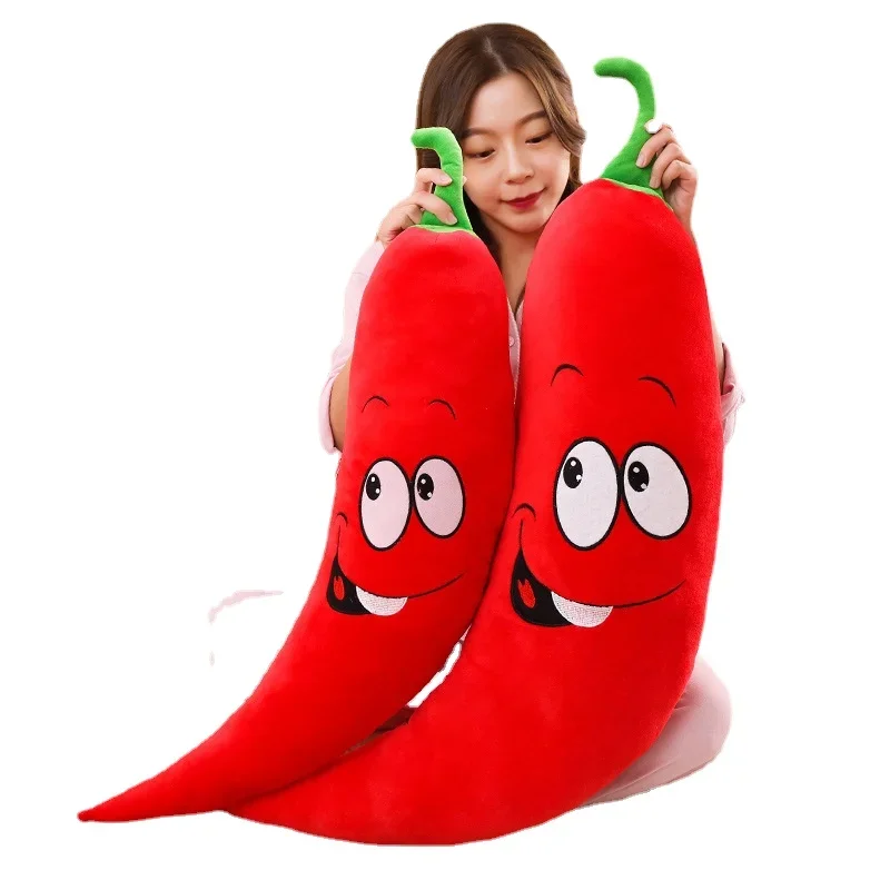 

80-100cm Hot pepper Funny Face Chili creative pillow cushion plush fruit vegetables food Anti-stress soft girl Children toy gift