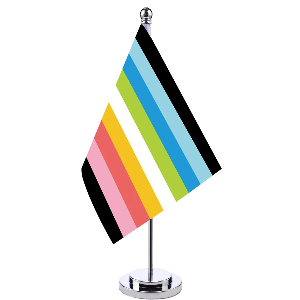 

14x21cm Office Desk Small Banner Black Stripe On Top Bottom Queer Meet Meeting Room Boardroom Table Hanging LGBT Rainbow Flags