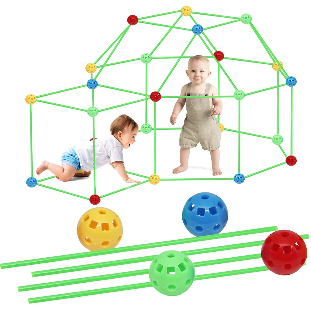 フォートビルディングキット DIY 教育用組み立てスティックボール プラスチック製 子供用テント 城 組み立ておもちゃ