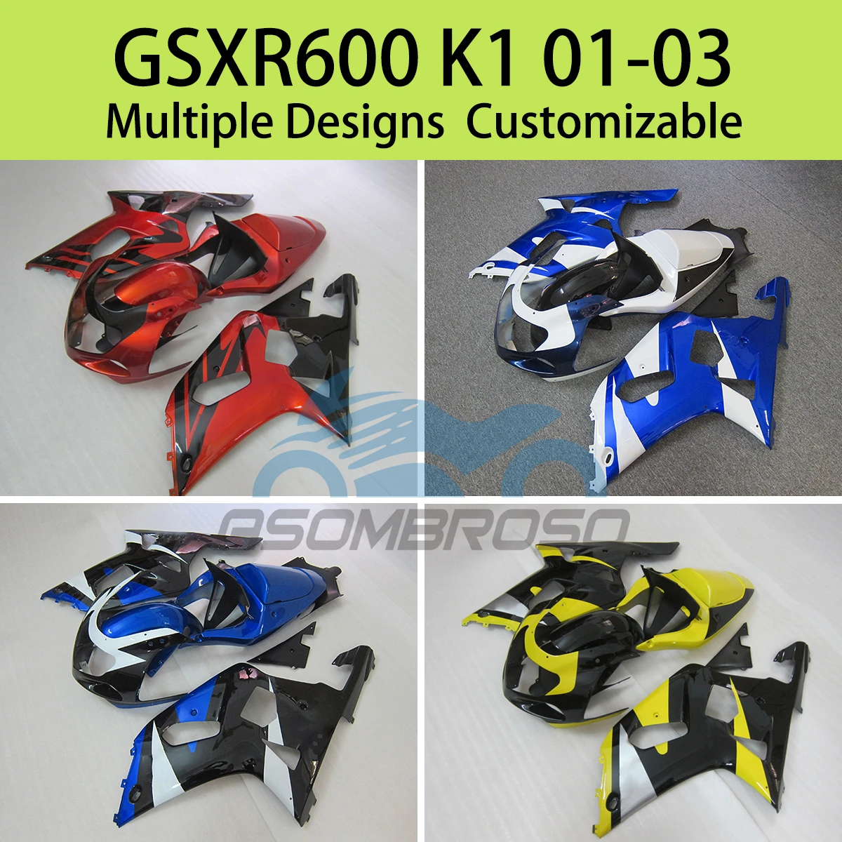 

Aftermarket Fairings GSXR600 GSXR750 01 02 03 Injection Fairing Set Bodywork Kit for SUZUKI GSXR 600 750 K1 2001 2002 2003