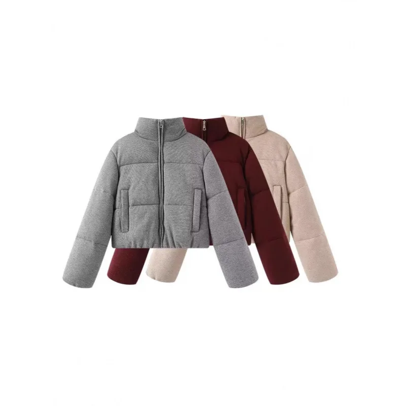 

Fashionable Knitted Long Sleeve Zipper Cotton Top Women's Clothing Stand Collar Wool Yarn Manufacturer Stock Wholesale New