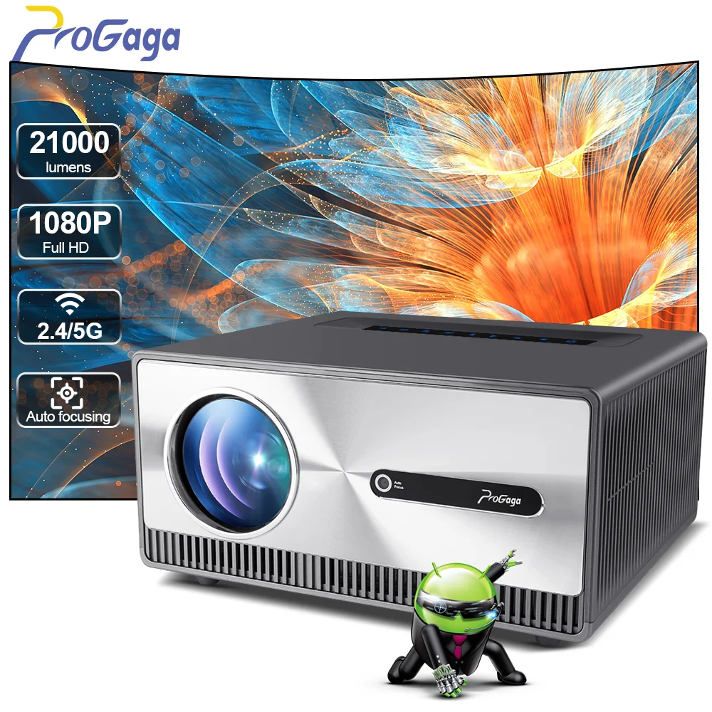 PROGAGA-proyector inteligente para cine en casa, dispositivo Full HD 1080P, PG600W, enfoque automático, 5G, WiFi, Android, vídeo 4K, PG600, PK, DLP,