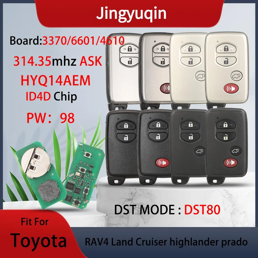 jingyuqin HYQ14AEM 3370/6601/4610 314.15mhz ASK P1:98 4D Chip Car Remote Key Fob For Toyota RAV4 Land Cruiser highlander prado