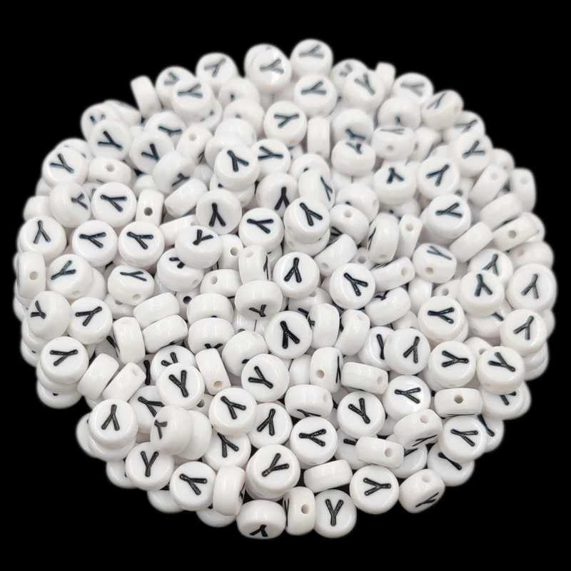 50pcs 7mm Loose Letter Beads For Jewelry Making Acrylic 26 Letter Black On White DIY Crafts Necklace Bracelet Pendant Wholesale