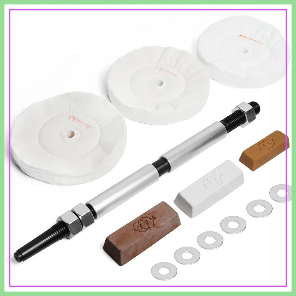 

Woodworking Lathe Buffing System MT2 Mandrel, 3-Step Buffing Wheel Kit 8 inch with Polishing Compounds