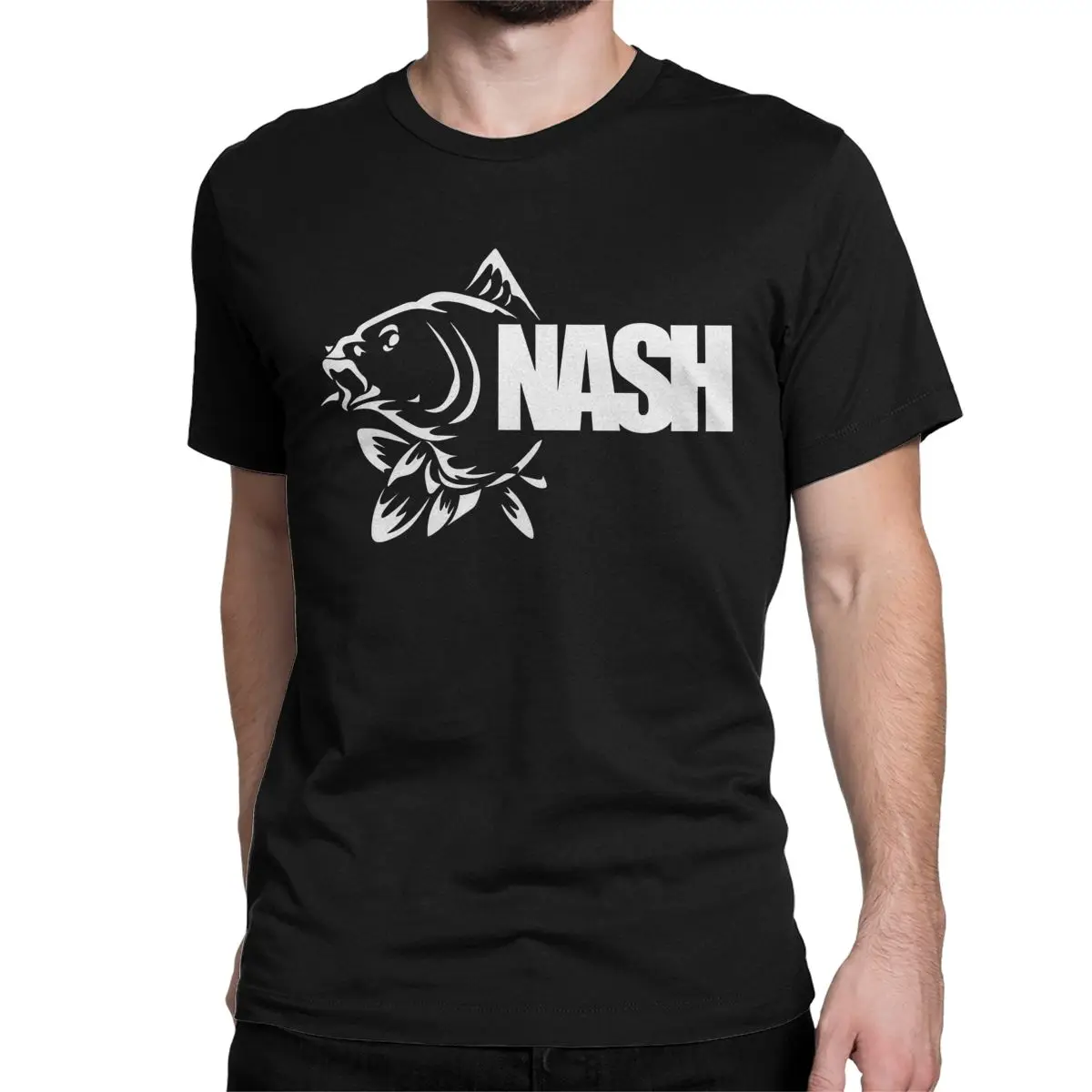 Nash Fishing Logo T-Shirts for Men Women Carp Fish Tackle Angling Vintage Pure Cotton Tee Shirt O Neck T Shirts Classic Clothes