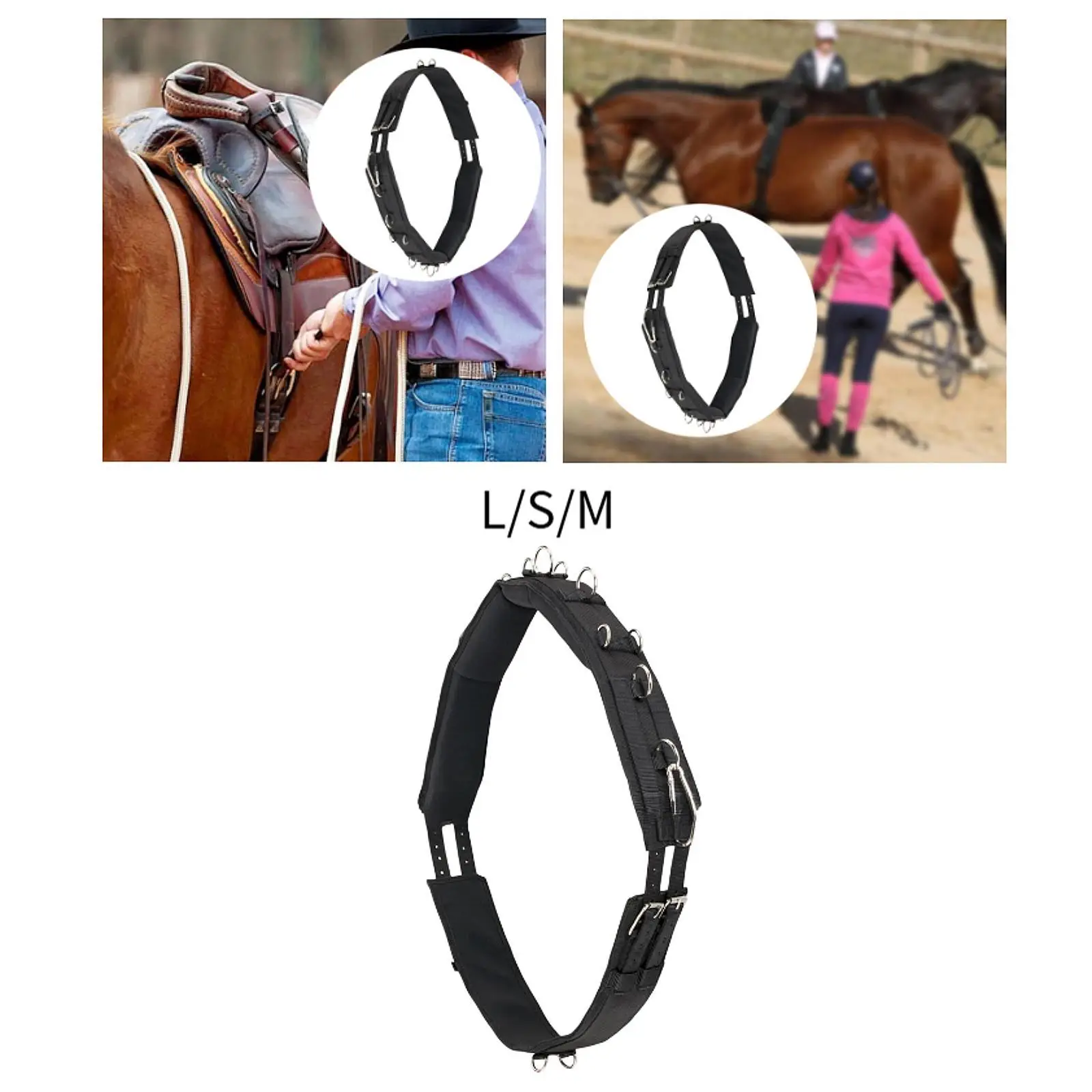

Training Surcingle for Horses Training Supplies Sturdy Black Horse Surcingle