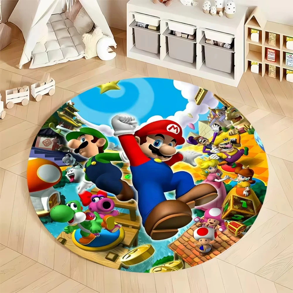 

MINISO Super Mario Cartoon Round Carpet for Living Room Decor Bedroom Soft Area Rugs Perfect Floor Mat for Game Fan Kid Gift