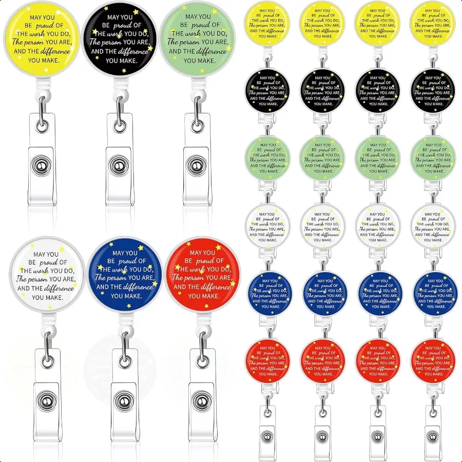 

24 Pcs Employees Appreciation Gifts Administrative Day Positive ID Badge Holder Thank You Gifts for Coworker Teacher May You Be