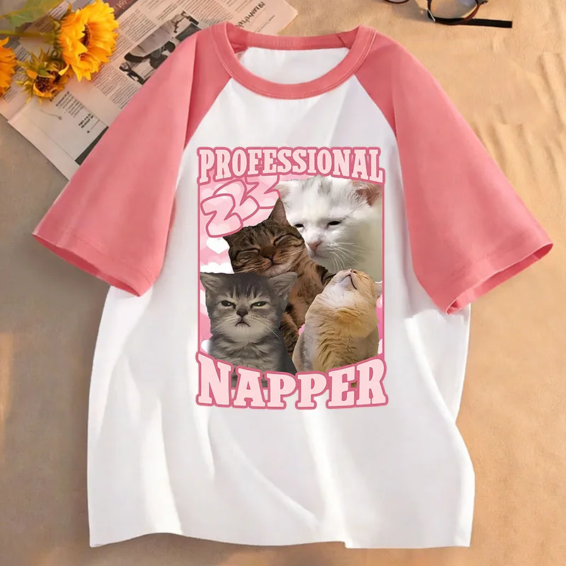 Lustige Katzen-Meme-T-Shirts, grafisches Kinder-T-Shirt, Harajuku-Kapuzenpullover für Jungen und Mädchen, Sommer, Frühling, lässiges Top-T-Shirt