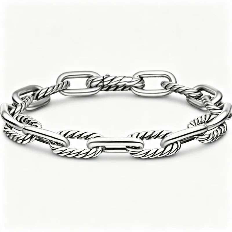 Chunky Curb Chain Bracelet for Women, Silver Tone Alloy 8.5mm Link ...