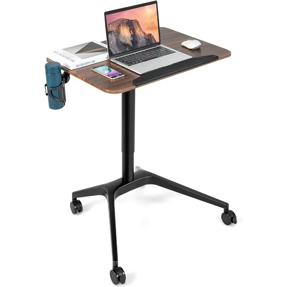 

Mobile Standing Desk, Height Adjustable Laptop Stand with Anti-Fall Baffle, Tilting Desktop, Portable Standing Desk Overbed Tab