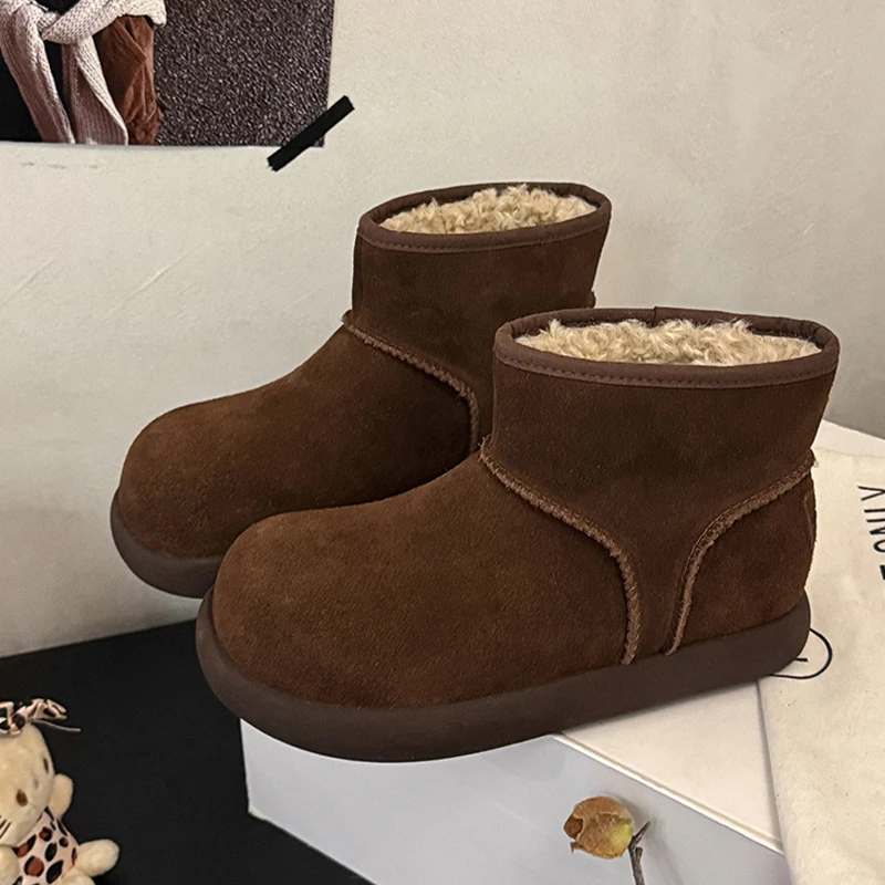 

Ankle Boots for Women Flats Warm Suede Cotton Shoes 2025 New Cozy Sport Short Plush Winter Fashion Snow Boots De Mujer Zapatos