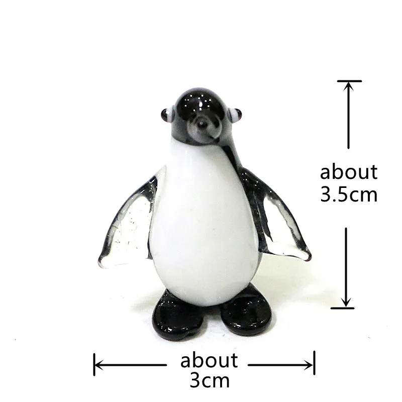 Wholesale Custom Cute Glass Penguin Mini Figurine Craft Ornament Funny Sea Animals Tiny Statue Home Desktop Fairy Garden Decor