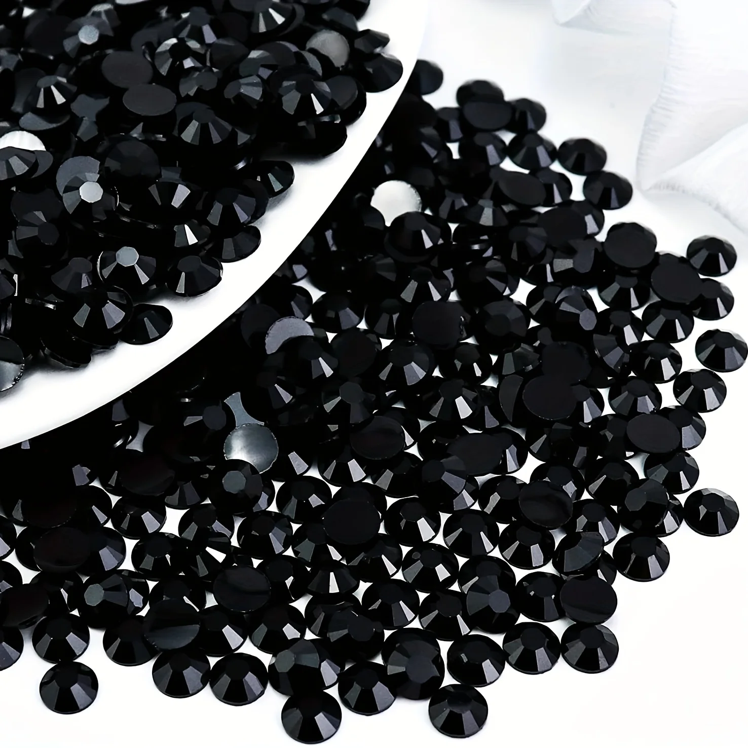 6000 Pcs Black Resin Flat Back Rhinestones, 3mm 4mm 5mm Jelly Resin Non-Heatset Rhinestones for Crafts DIY Designs, Mugs, Clothe