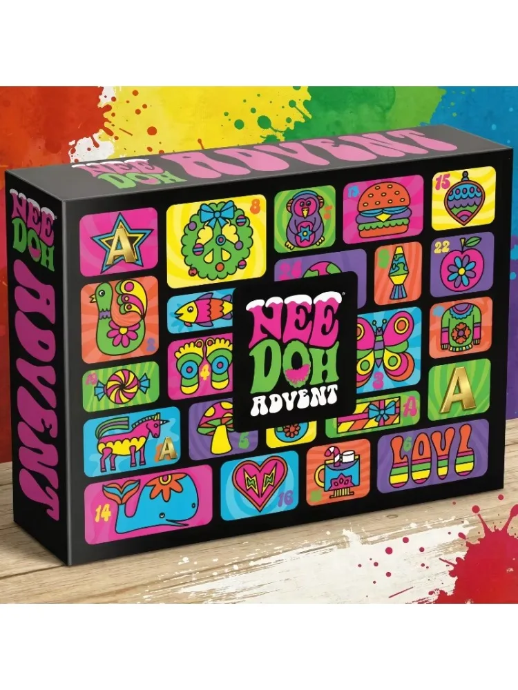 Nee‑Doh Adventskalender 24 Stück Mini Squish Fidget Spielzeug Weihnachts-Countdown Blindbox Stressabbau Quetsch-Entspannung Feiertag