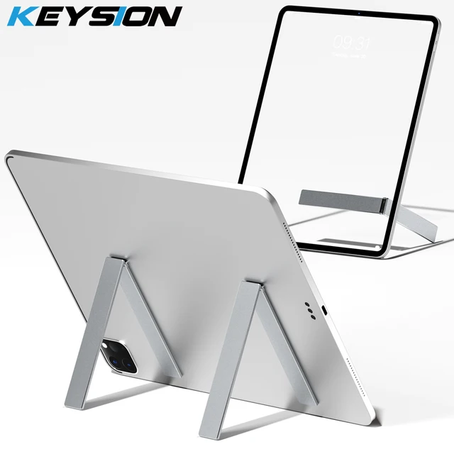 KEYSION Trwały stojak na tablet w kształcie litery L Składany stojak na tablet ze stopu aluminium Uchwyt na stół do iPada Huawei Samsung Pad