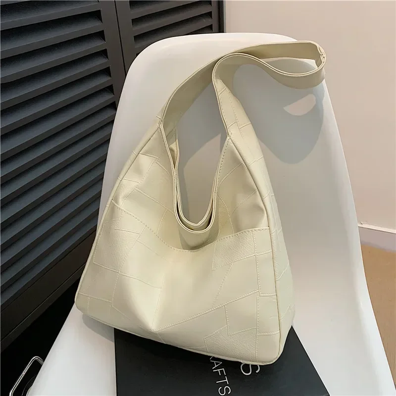 

Retro work women's shoulder bag underarm popular solid color texture tote bag