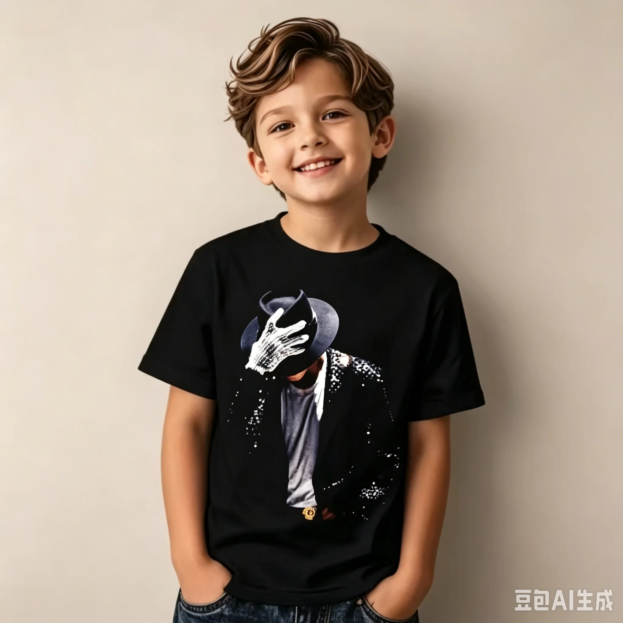 Kids Michael Jackson Rock N Roll Graphic Cotton T-Shirt Crew Neck Short Sleeve Fashion Casual Tops For Baby Boys Girls Unisex