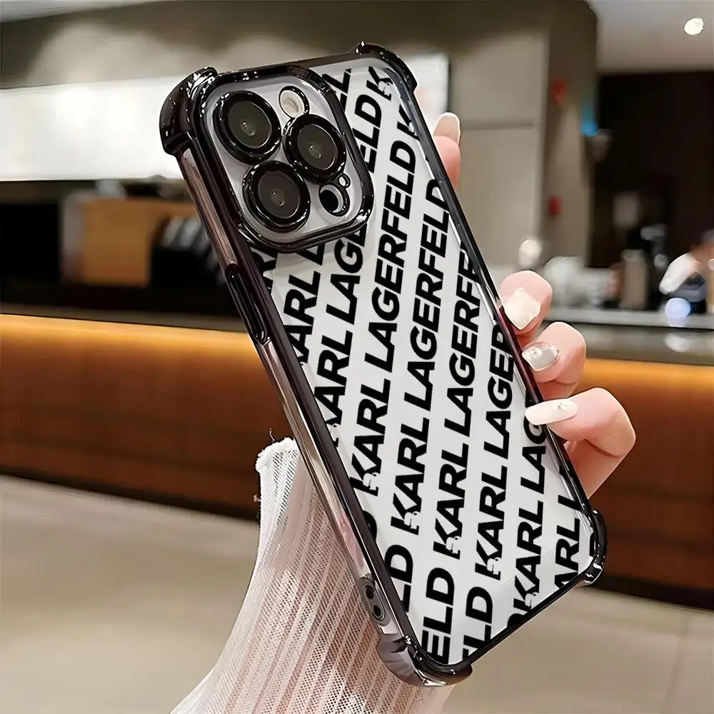Cartoon-Katze K-k-KarlS Handyhülle mit Beschichtung für iPhone 17 Pro Max 16 18 15 14 Plus 13 12 11 Sturzsichere Airbag-Schutzhülle Weiche Abdeckung
