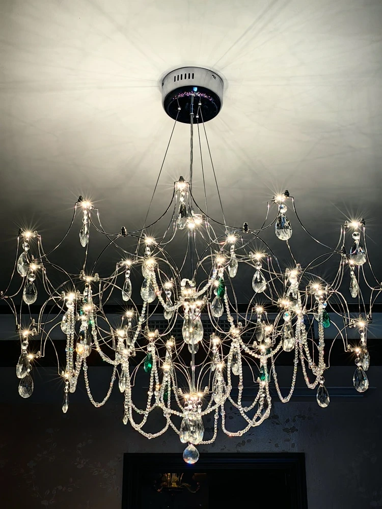 New Stainless Steel Crystal Ceiling Chandelier Led Lamps Living Room Personalized Firefly Shape Restaurant Villa Lights