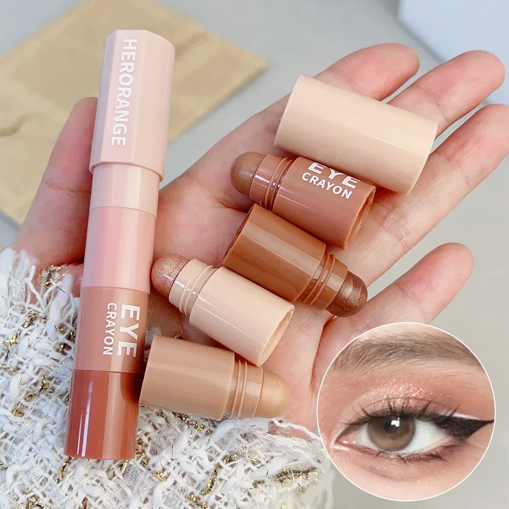 4-in-1 Perlglanz-Highlighter, Lidschatten-Stick, Make-up, wasserdicht, langlebig, Glitzer, Lidschatten, Eyeliner-Stick, Augen-Make-up, Kosmetik