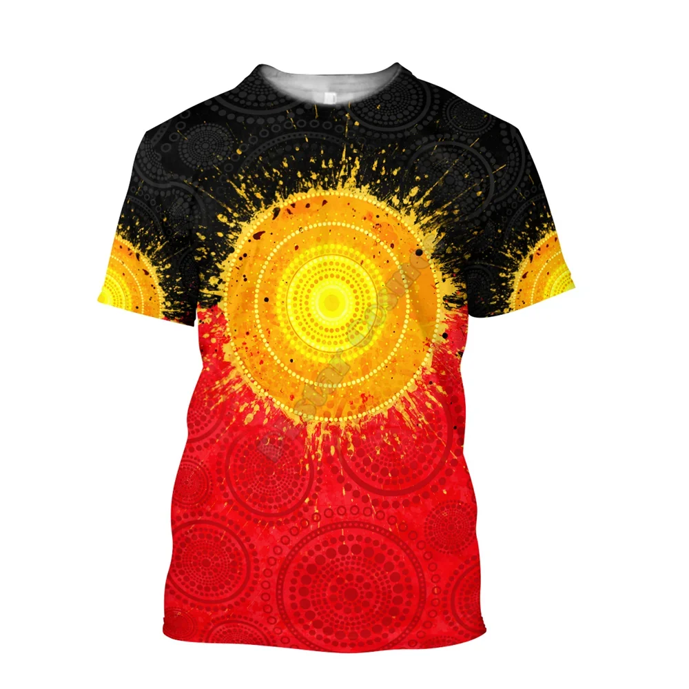 Camiseta de arte gráfico de lagarto canguro aborigen australiano para hombre y mujer, ropa de calle con estampado 3D, novedad en Top informal con personalidad de verano