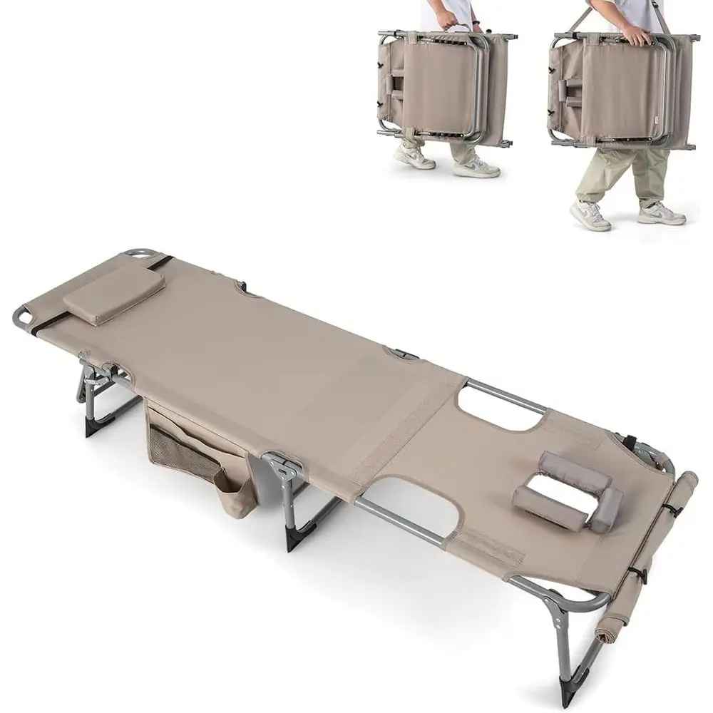 

Adjustable Outdoor Chaise Lounge Chair with Armrest, Carry Strap, Pillow, and Hole for Comfort
