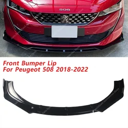 For Peugeot 508 MK2 R83 Gloss Front Bumper Lip Spoiler Splitter Diffuser 508 S/S S/W GT Line 2018-2022 Pre-Lci Bodykits Tuning