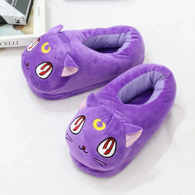 

Anime Sailor Moon Luna Cat Plush Slippers Full Pack Warm Cotton Shoes Thickened Non-slip PP Cotton Stuffed Christmas Gift