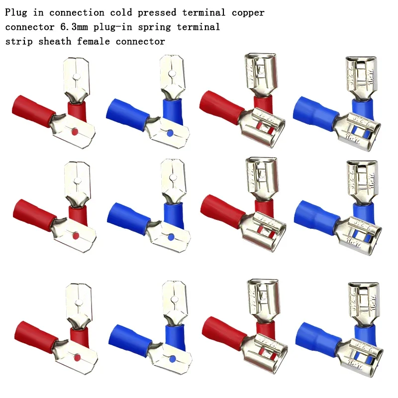 20PCS 6.3mm Female Male Spade Connector Wire Crimp Terminal Crimp Wire Connector Fdd1 Fdd2 250 Cable Lugs